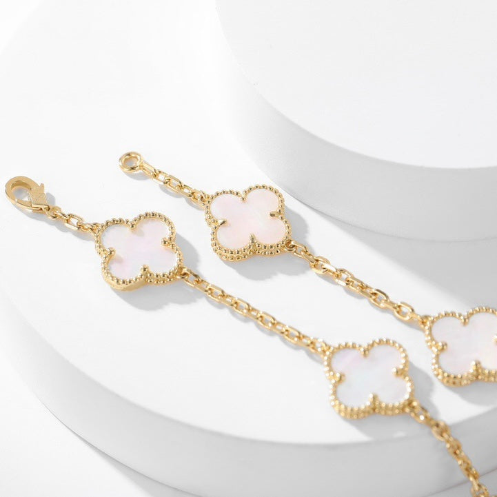 [Star Jewelry]CLOVER 10 MOTIFS WHITE MOTHER OF PEARL NECKLACE
