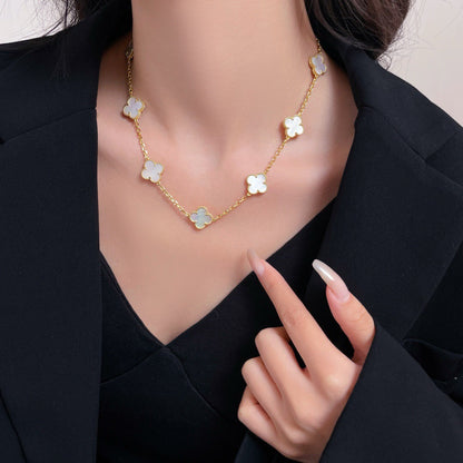 [Star Jewelry]CLOVER 10 MOTIFS WHITE MOTHER OF PEARL NECKLACE