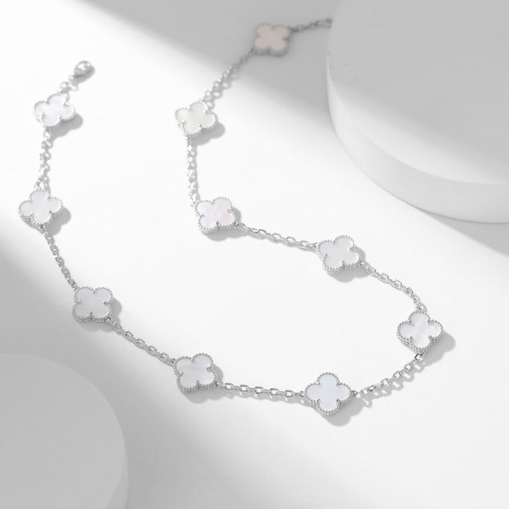 [Star Jewelry]CLOVER 10 MOTIFS WHITE MOTHER OF PEARL NECKLACE