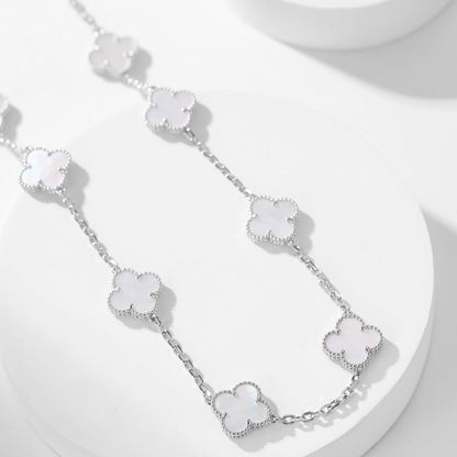 [Star Jewelry]CLOVER 10 MOTIFS WHITE MOTHER OF PEARL NECKLACE