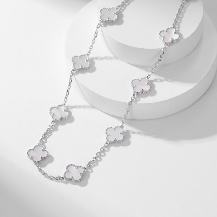 [Star Jewelry]CLOVER 10 MOTIFS WHITE MOTHER OF PEARL NECKLACE