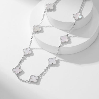 [Star Jewelry]CLOVER 10 MOTIFS WHITE MOTHER OF PEARL NECKLACE