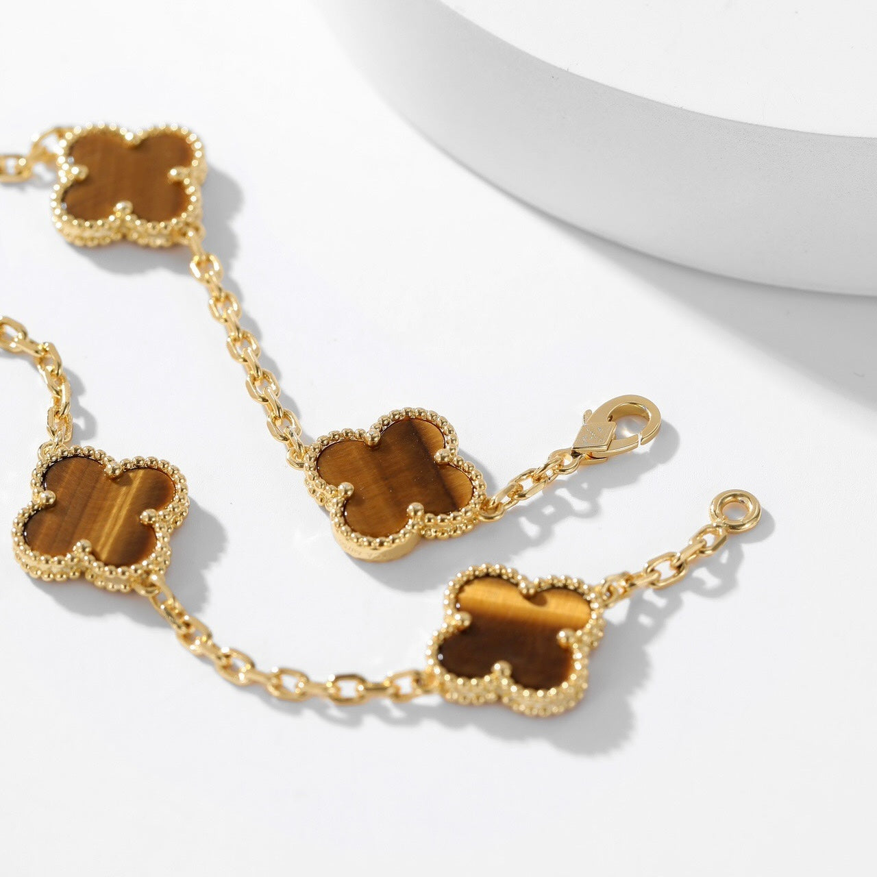 [Star Jewelry]CLOVER 10 MOTIFS TIGER EYE NECKLACE