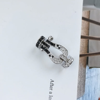 [Star Jewelry]FORCE LARGE HORSESHOE BLACK WHITE DIAMOND BRACELET SILVER