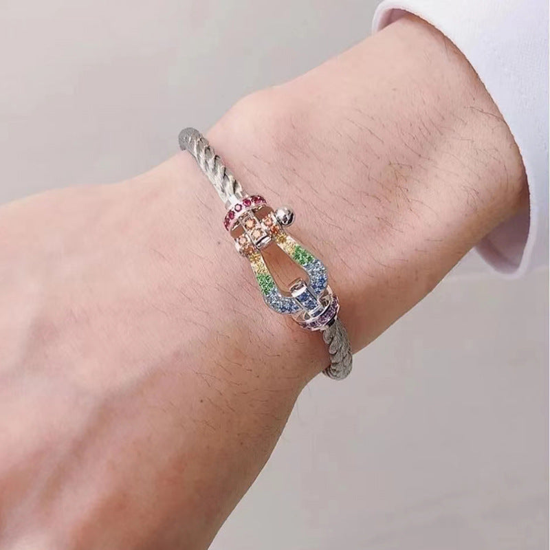 [Star Jewelry]FORCE LARGE HORSESHOE  COLORED DIAMOND BRACELET ROSE GOLD