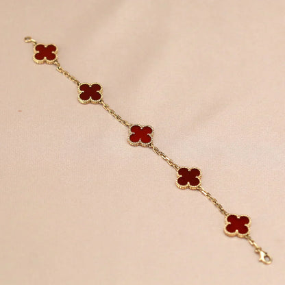 [Star Jewelry] CLOVER 5 MOTIF RED CORNELIAN BRACELET COLLECTION