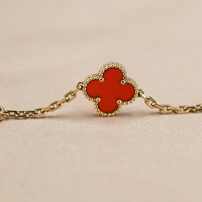 [Star Jewelry] CLOVER 5 MOTIF RED CORNELIAN BRACELET COLLECTION