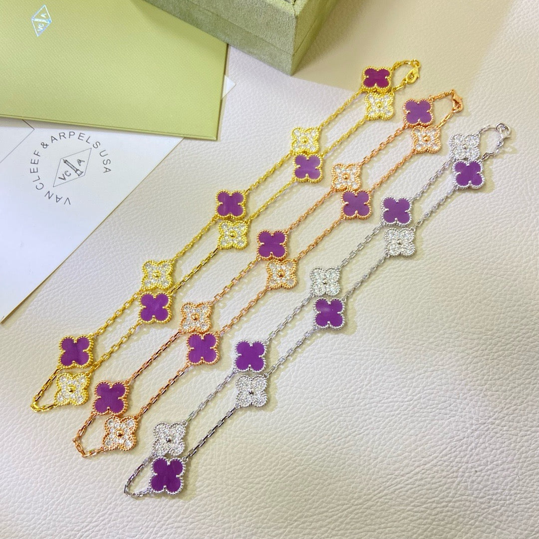 [Star Jewelry Jewelry]CLOVER 10 MOTIFS  PURPLE VIOLET DIAMOND NECKLACE