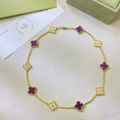 [Star Jewelry Jewelry]CLOVER 10 MOTIFS  PURPLE VIOLET DIAMOND NECKLACE