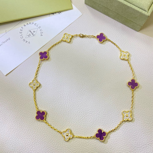 [Star Jewelry Jewelry]CLOVER 10 MOTIFS  PURPLE VIOLET DIAMOND NECKLACE