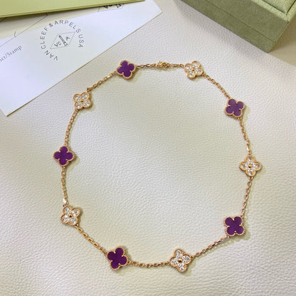 [Star Jewelry Jewelry]CLOVER 10 MOTIFS  PURPLE VIOLET DIAMOND NECKLACE