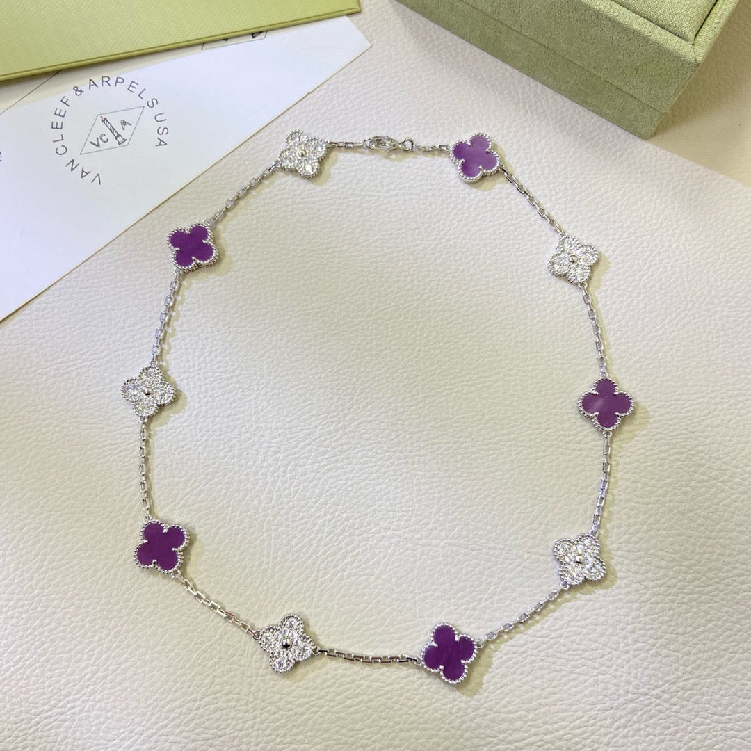 [Star Jewelry Jewelry]CLOVER 10 MOTIFS  PURPLE VIOLET DIAMOND NECKLACE