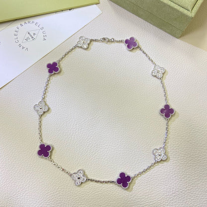 [Star Jewelry Jewelry]CLOVER 10 MOTIFS  PURPLE VIOLET DIAMOND NECKLACE