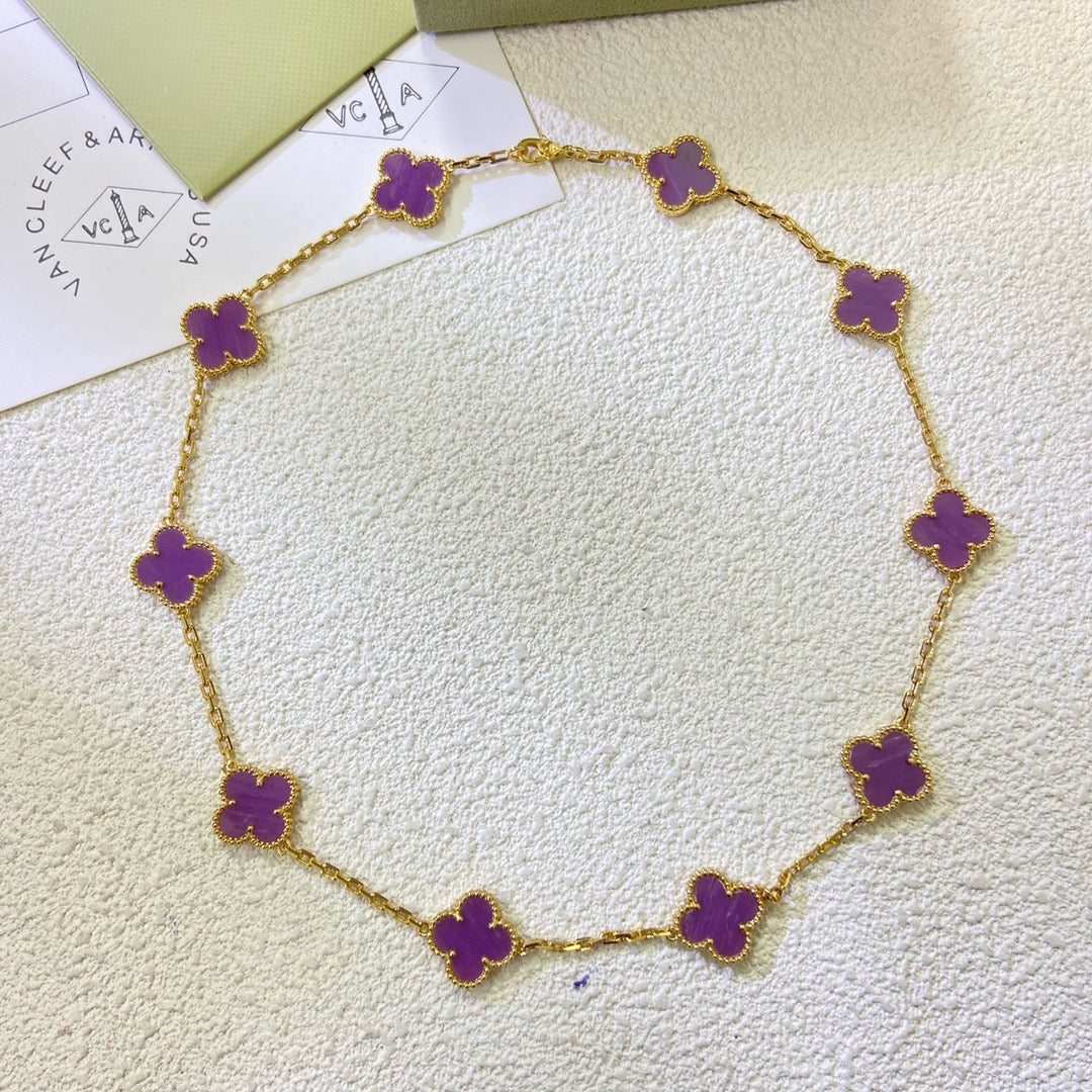 [Star Jewelry Jewelry]CLOVER 10 MOTIFS  PURPLE VIOLET  NECKLACE
