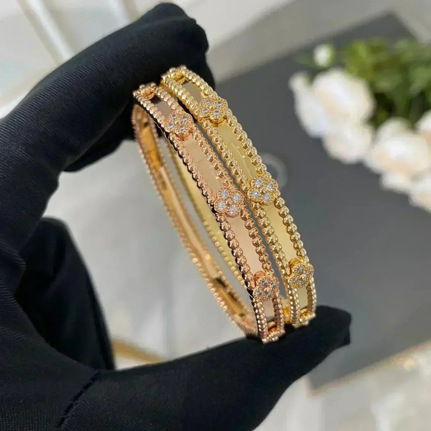 [Star Jewelry]CLOVER BRACELET 4MM DIAMONDS