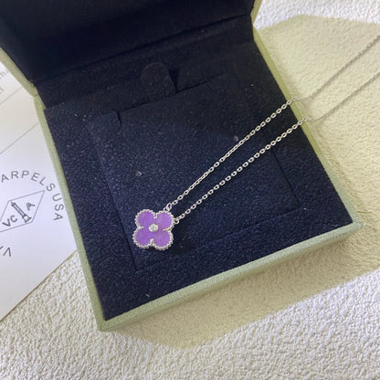 [Star Jewelry Jewelry]CLOVER 15MM DIAMOND  PURPLE VIOLET NECKLACE