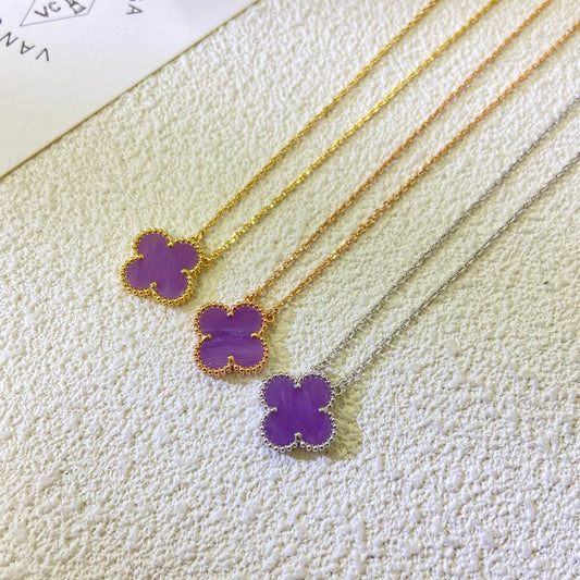 [Star Jewelry Jewelry]CLOVER 15MM  PURPLE VIOLET NECKLACE