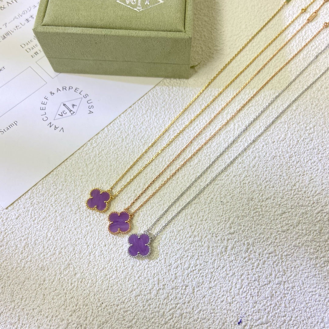 [Star Jewelry Jewelry]CLOVER 15MM  PURPLE VIOLET NECKLACE