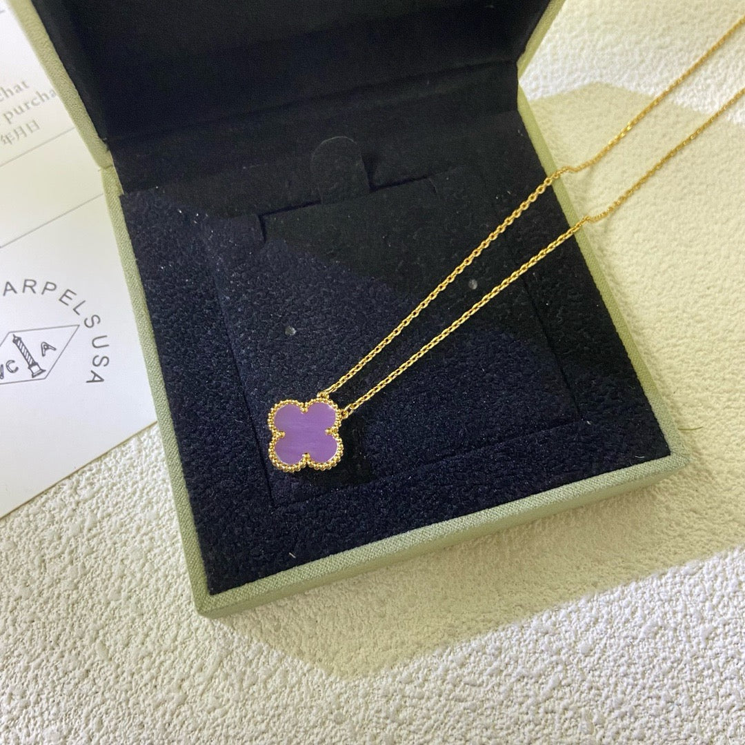 [Star Jewelry Jewelry]CLOVER 15MM  PURPLE VIOLET NECKLACE