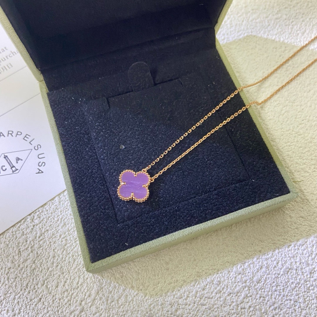[Star Jewelry Jewelry]CLOVER 15MM  PURPLE VIOLET NECKLACE