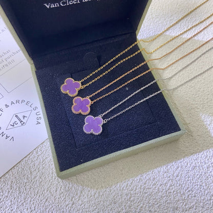 [Star Jewelry Jewelry]CLOVER 15MM  PURPLE VIOLET NECKLACE