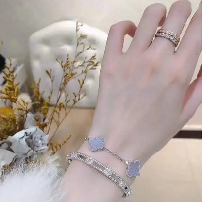 [Star Jewelry] CLOVER 5 MOTIF PURPLE CHALCEDONY BRACELET COLLECTION