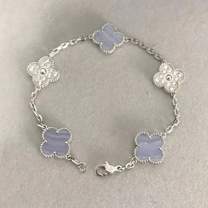 [Star Jewelry] CLOVER 5 MOTIF PURPLE CHALCEDONY BRACELET COLLECTION