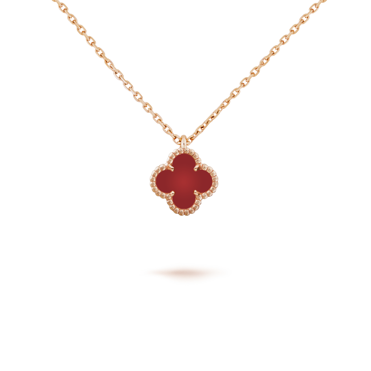 [Star Jewelry]CLOVER MINI 9.5MM WHITE CARNELIANS NECKLACE