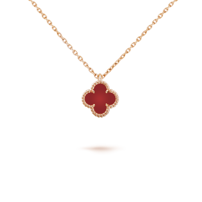 [Star Jewelry]CLOVER MINI 9.5MM WHITE CARNELIANS NECKLACE