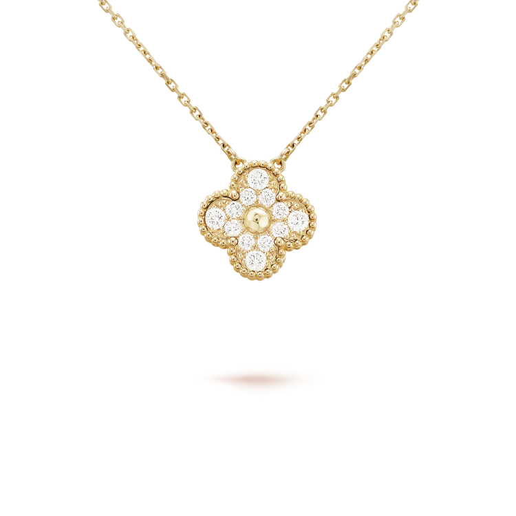 [Star Jewelry]CLOVER 15MM DIAMOND SINGLE FLOWER NECKLACE