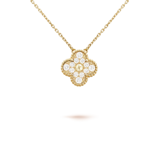 [Star Jewelry]CLOVER 15MM DIAMOND SINGLE FLOWER NECKLACE