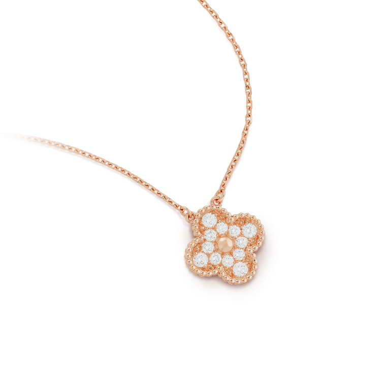 [Star Jewelry]CLOVER 15MM DIAMOND SINGLE FLOWER NECKLACE