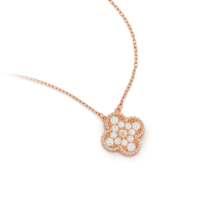 [Star Jewelry]CLOVER 15MM DIAMOND SINGLE FLOWER NECKLACE