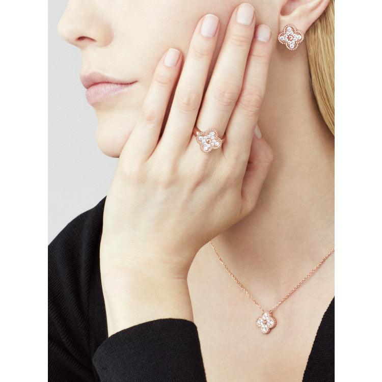 [Star Jewelry]CLOVER 15MM DIAMOND SINGLE FLOWER NECKLACE