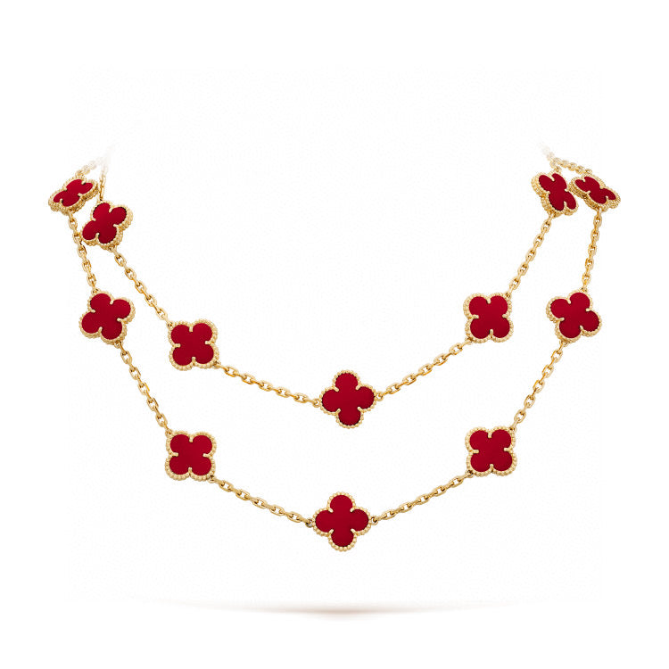 [Star Jewelry]CLOVER 20 MOTIFS CARNELIAN NECKLACE