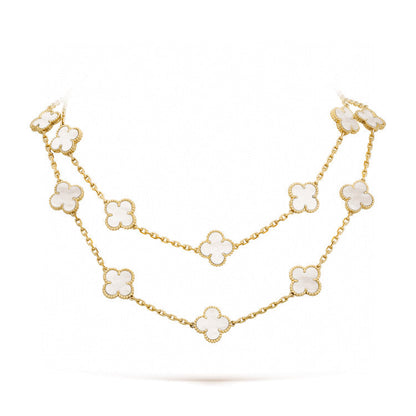 [Star Jewelry]CLOVER 20 MOTIFS WHITE MOP NECKLACE