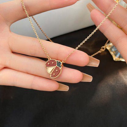 [Star Jewelry]LUCKY  CARNELIANS LADYBUG NECKLACE