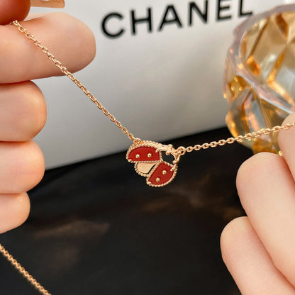 [Star Jewelry]LUCKY  CARNELIANS LADYBUG NECKLACE