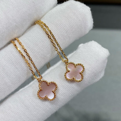 [Star Jewelry]CLOVER 15MM PINK MOTHER-OF-PEARL SINGLE FLOWER NECKLACE