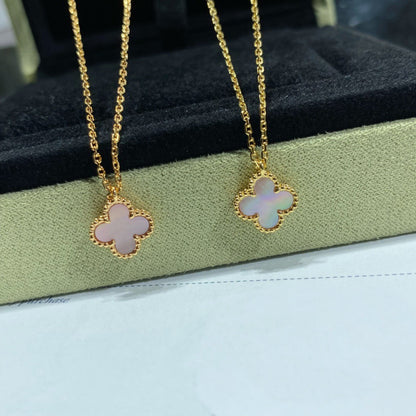 [Star Jewelry]CLOVER 15MM PINK MOTHER-OF-PEARL SINGLE FLOWER NECKLACE