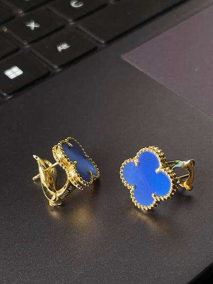 [Star Jewelry] CLOVER LARGE (20mm) 1 MOTIFS BLUE MOP STUD EARRINGS