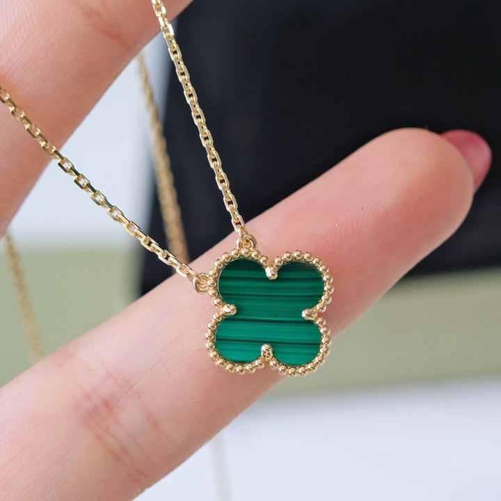 [Star Jewelry]CLOVER 15MM MALACHITE SINGLE FLOWER  NECKLACE