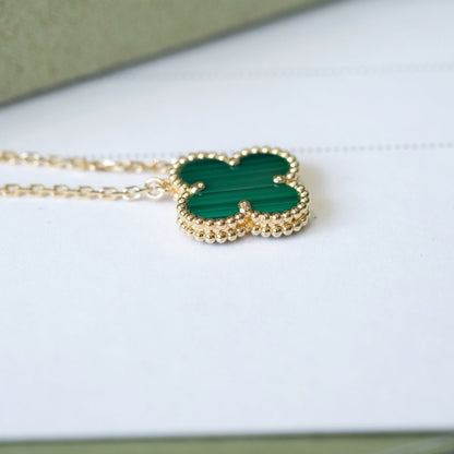 [Star Jewelry]CLOVER 15MM MALACHITE SINGLE FLOWER  NECKLACE