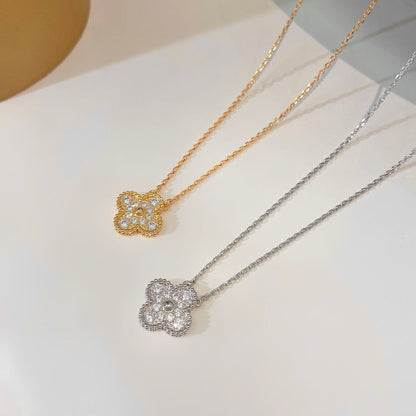 [Star Jewelry]CLOVER 15MM DIAMOND SINGLE FLOWER NECKLACE