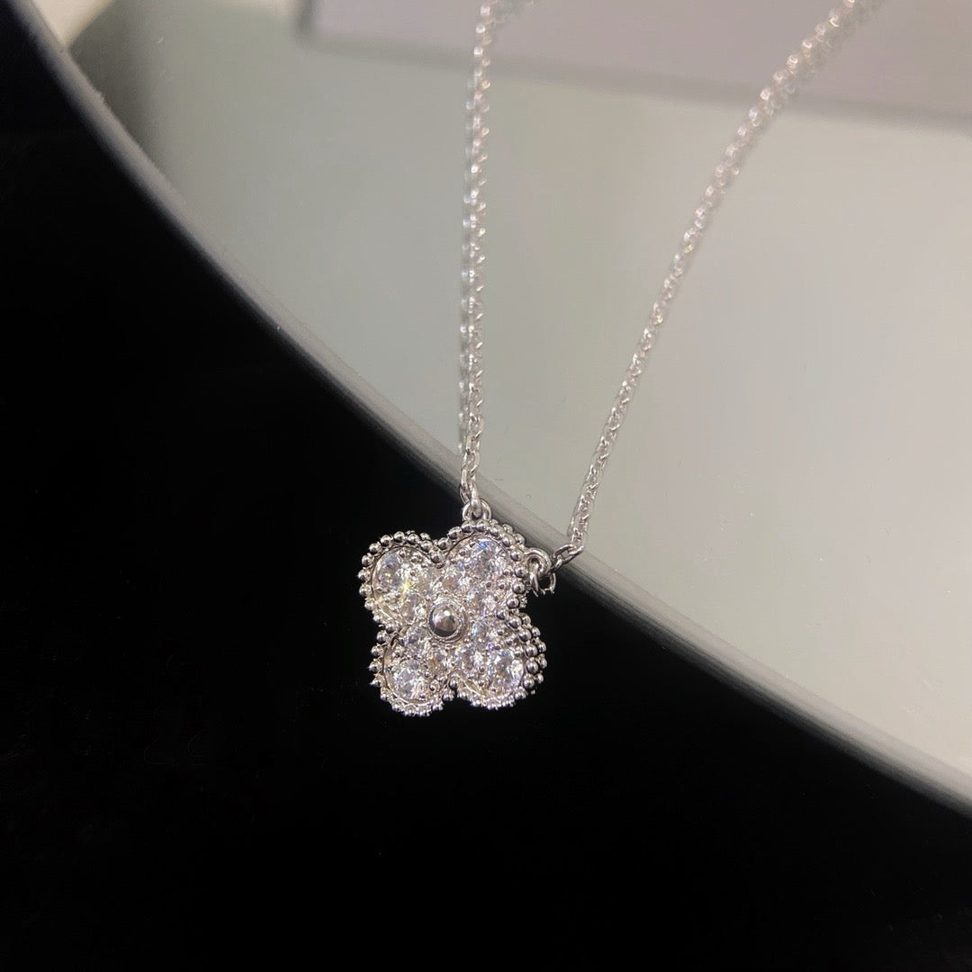 [Star Jewelry]CLOVER 15MM DIAMOND SINGLE FLOWER NECKLACE