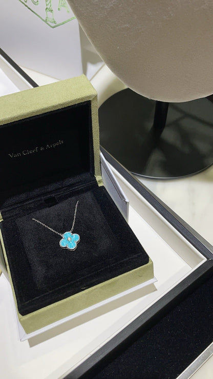 [Star Jewelry]CLOVER 15MM DIAMOND SVRES PORCELAIN  NECKLACE SILVER
