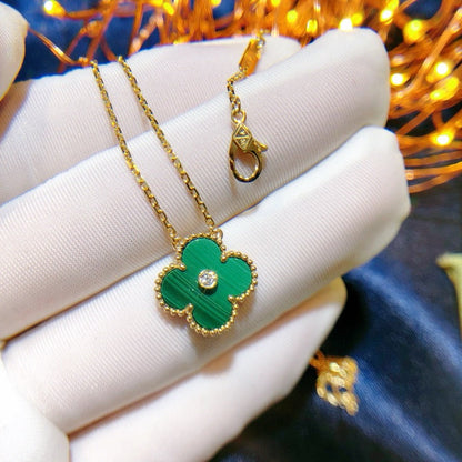 [Star Jewelry]CLOVER 15MM DIAMOND TURQUOISE NECKLACE