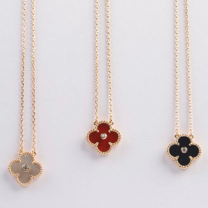 [Star Jewelry]CLOVER 15MM DIAMOND CARNELIAN NECKLACE