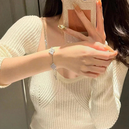 [Star Jewelry] CLOVER 5 MOTIF PURPLE CHALCEDONY BRACELET COLLECTION