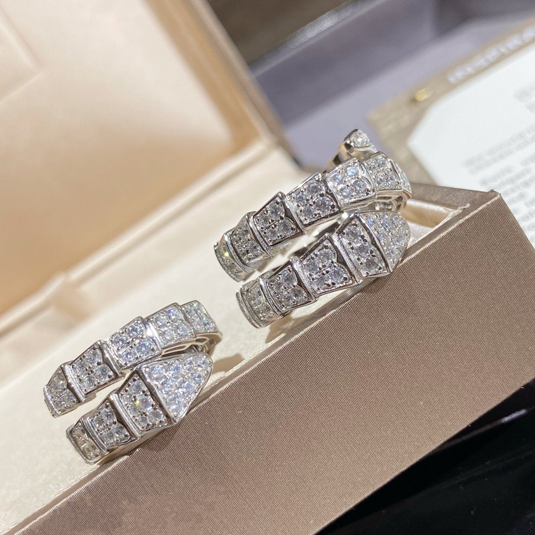 [Star Jewelry]SERPENTI DOUBLE RING SILVER DIAMOND PAVED